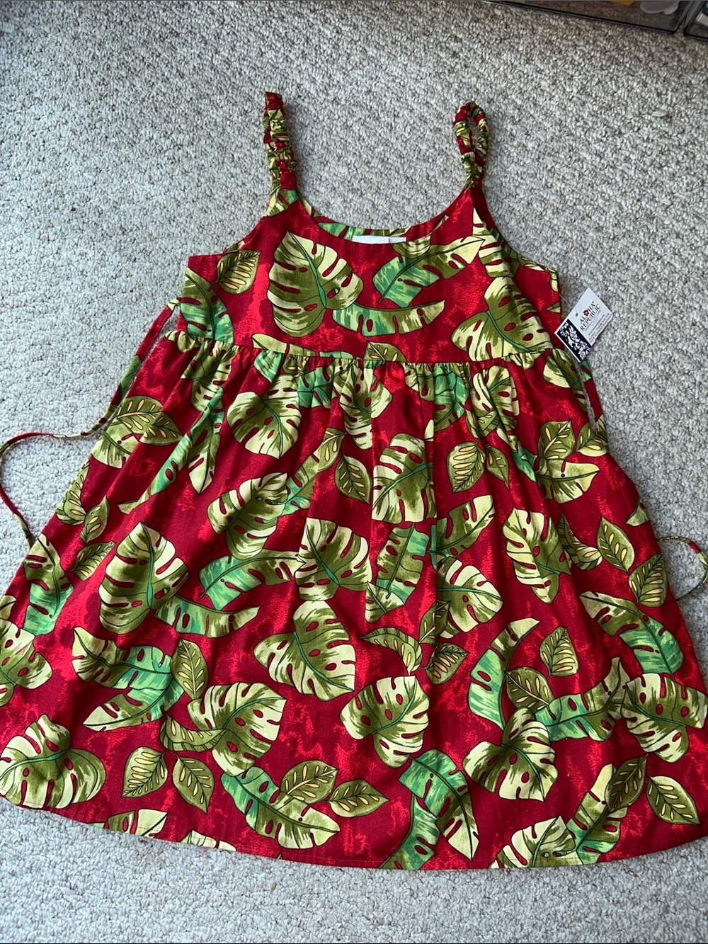 Aloha Republic Kids Red & Green Tropical Dress